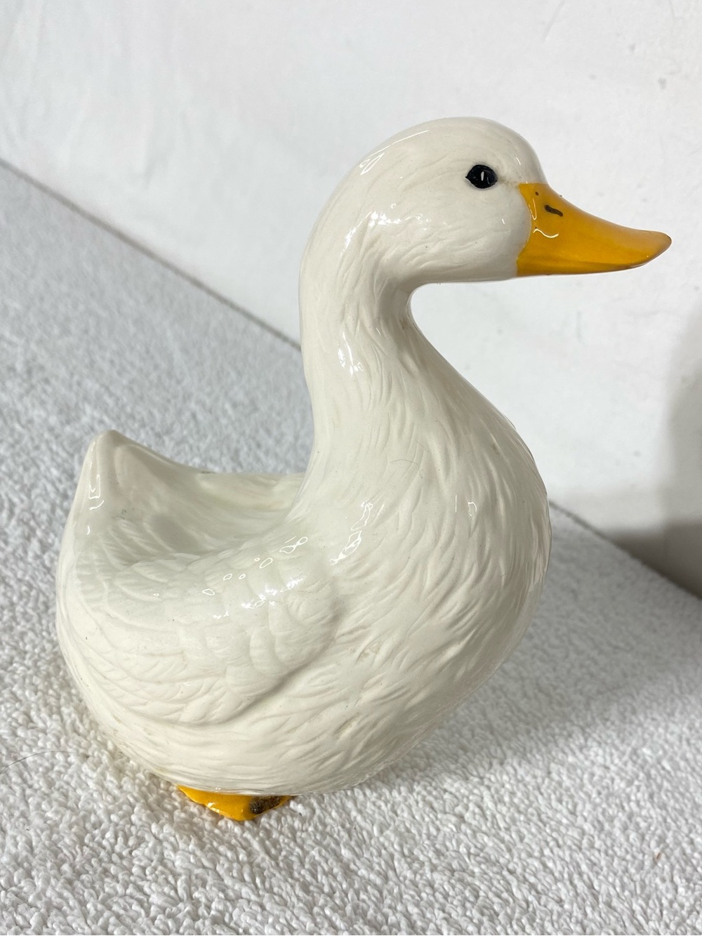Vintage White Ceramic Goose Duck Statue Country Cottagecore